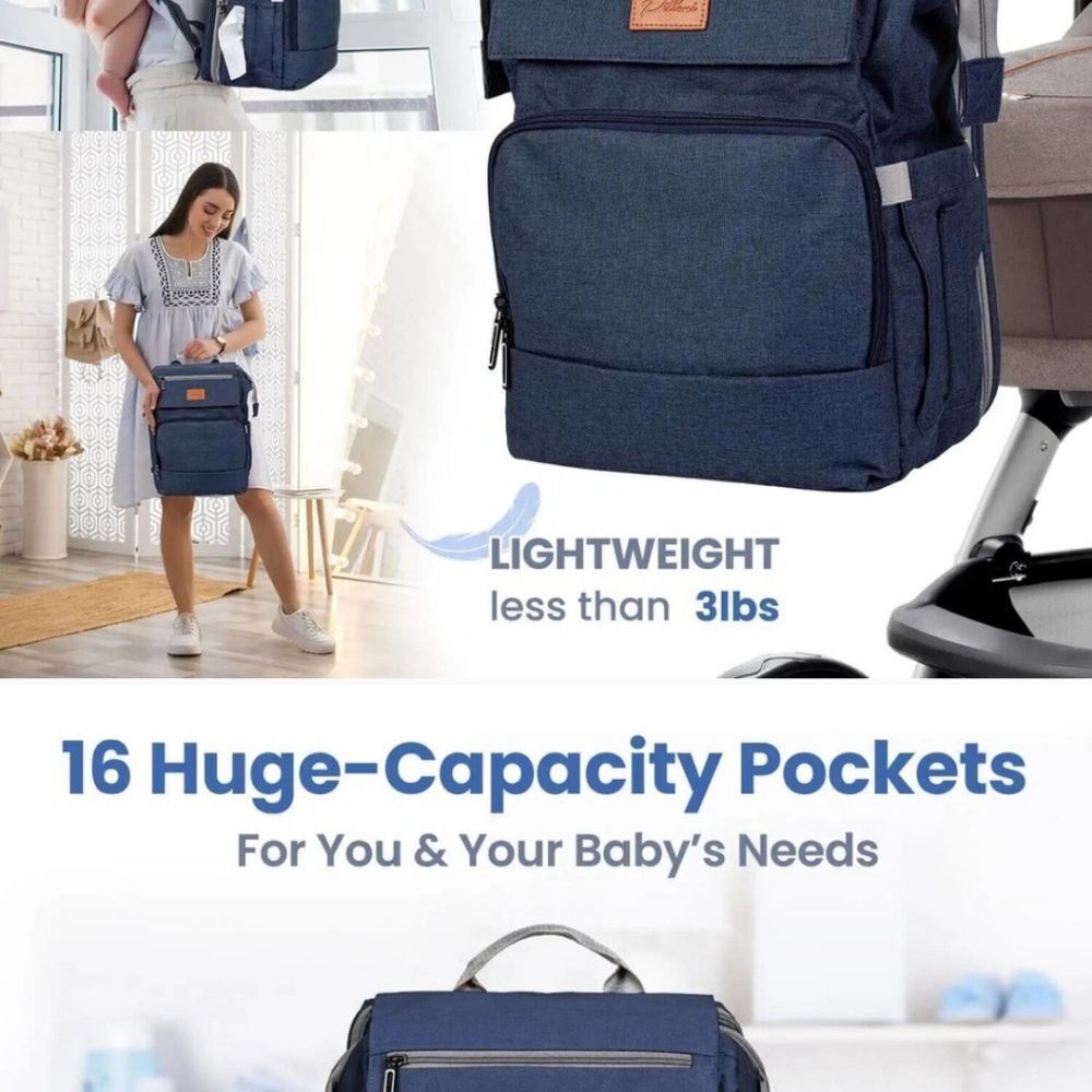 Pillani Baby Diaper Bag Backpack - 4-in-1 Baby Bag for Boys & Girls, Unisex Blue - Picture 5 of 7